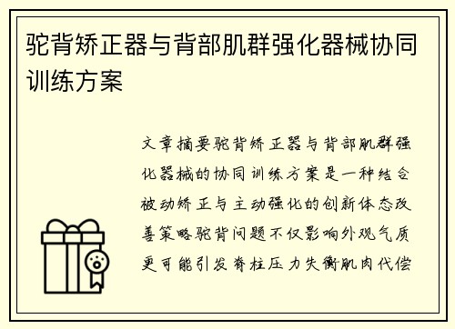 驼背矫正器与背部肌群强化器械协同训练方案